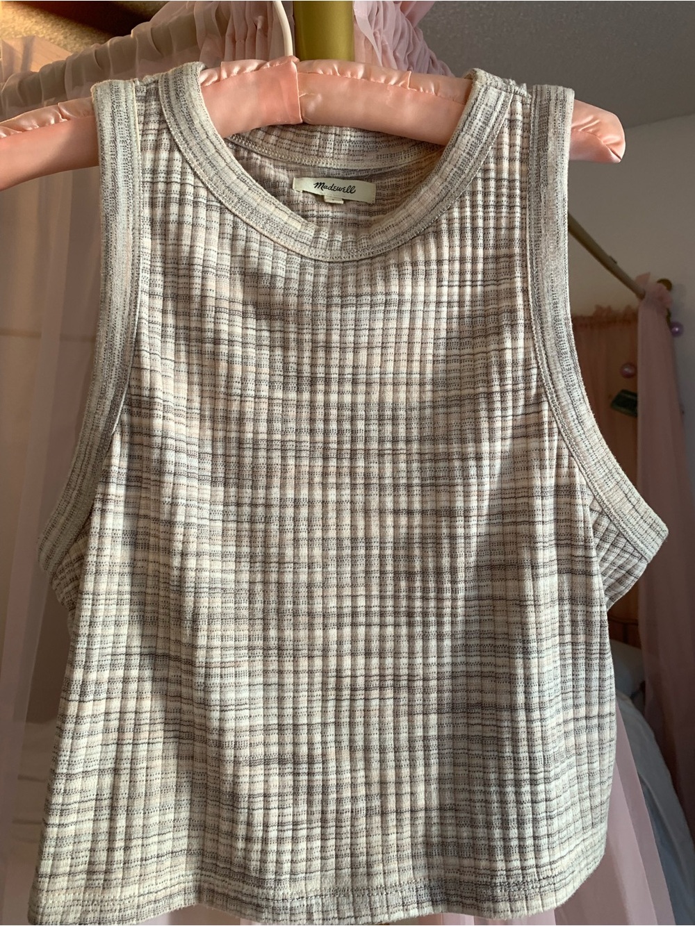 Madewell Striped Ribbed Cream and Gray Tank